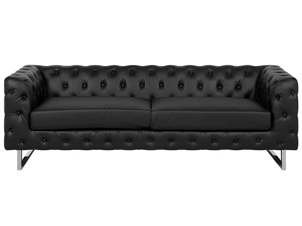 Soffa 3-sits VISSLAND Konstläder Svart