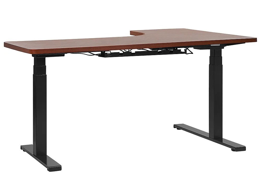 Kulmatyöpöytä sähkösäädettävä DESTIN 160 cm 110 cm Ruskea/musta Vasen_795443