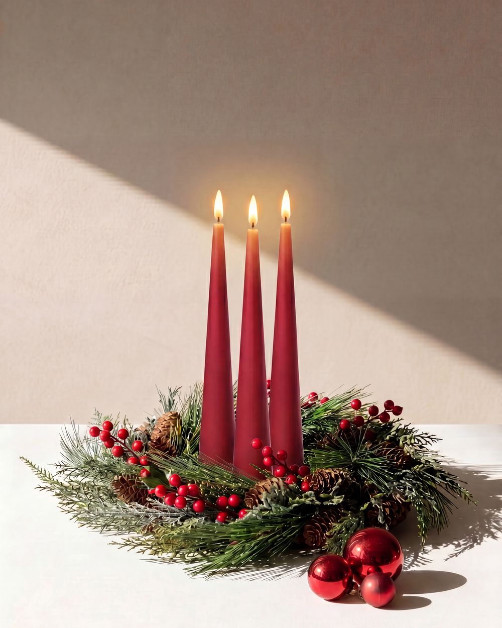 Sett med 6 LED-stearinlys AURUM 28 cm Rød