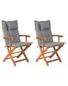 Set of 2 Garden Chairs with Cushions MAUI Acacia Wood Grey