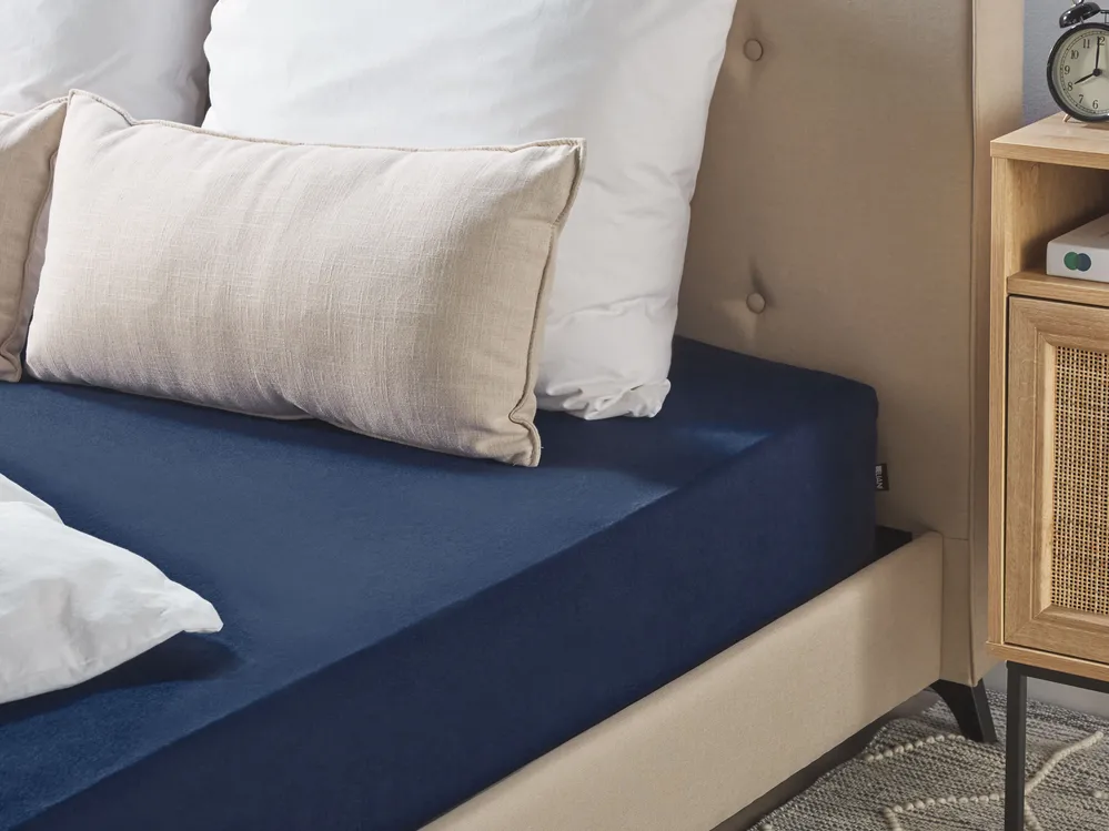 Fitted Sheet HOFUF 140 x 200 cm Cotton Navy Blue