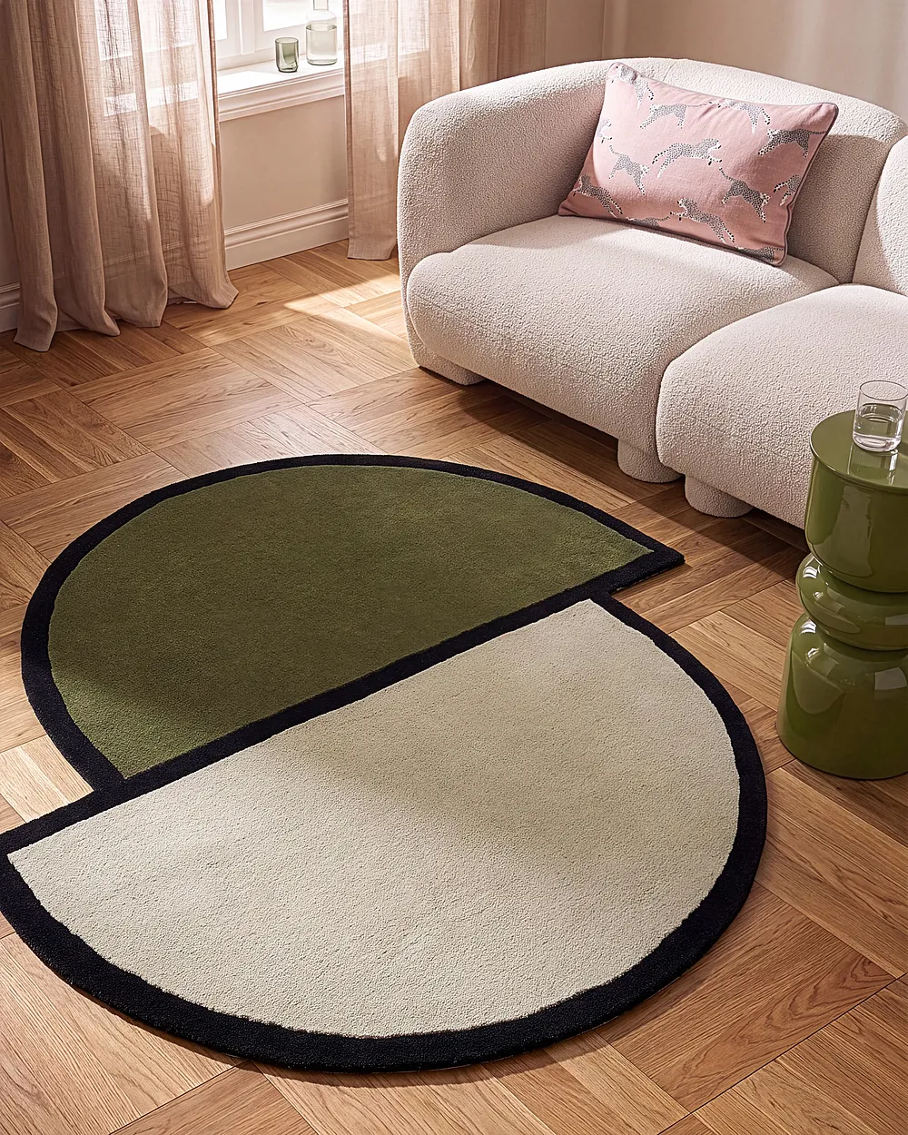 Rug SAKARO Dark Green ø 160 cm Wool_1131805