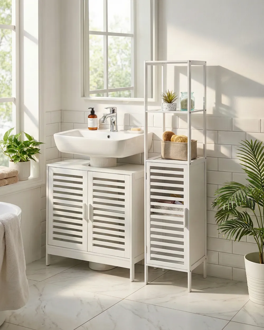 Shelving Unit OWASSO Bamboo White