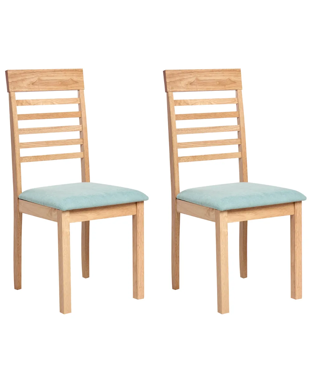 Set of 2 Dining Chairs ORTLEY Wood Light Brown/ Mint