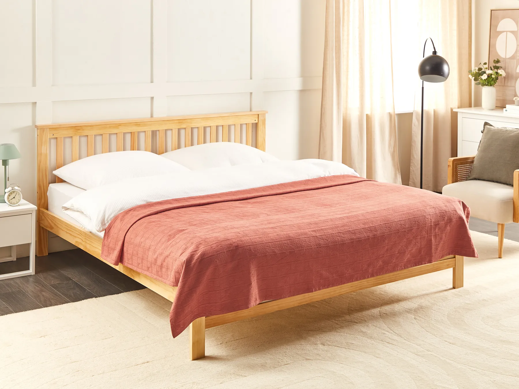Bedspread MARAKA Cotton 200 x 220 cm Light Red_914571
