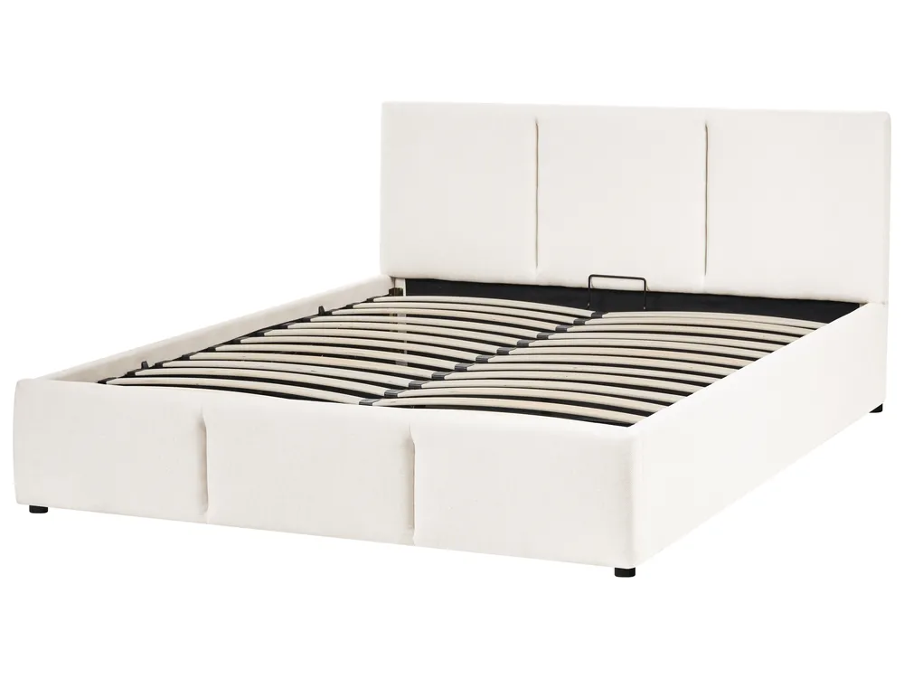 Ottoman Bed BOUSSE Fabric Off-White 140 x 200 cm (EU Double)_1074737