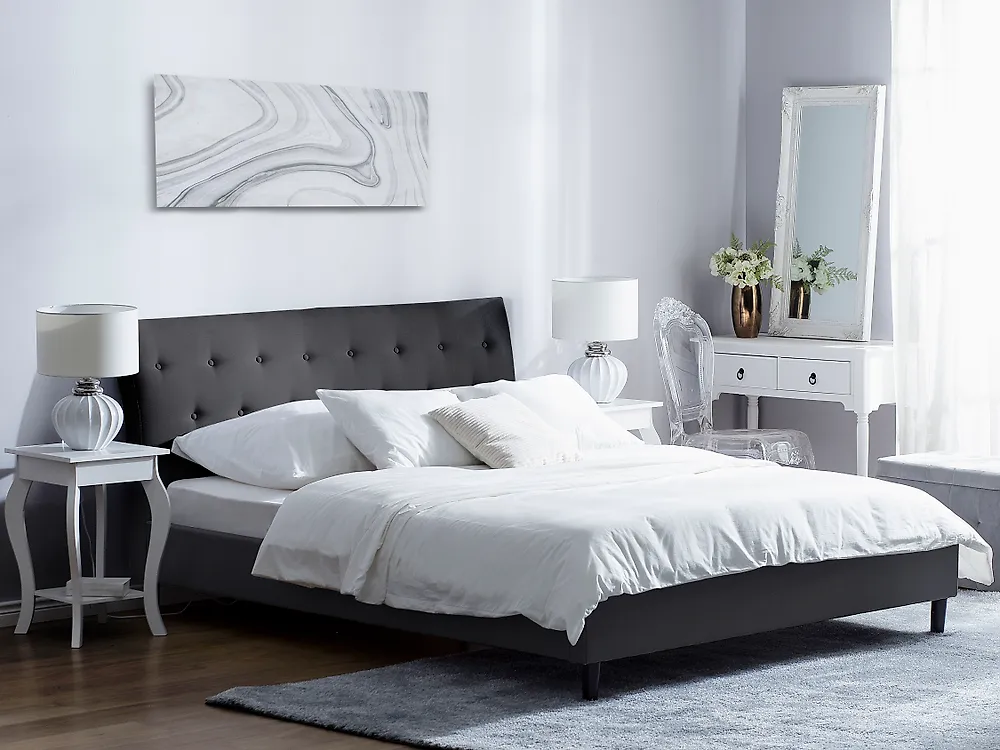 Säng med lamellram SAVERNE 180 x 200 cm Mörkgrå_1177585