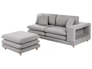 Sofa 2 Seater HEDEN with Ottoman Fabric Grey_950670