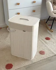 Laundry Basket KOMARI Bamboo White 72 L_1116583