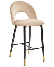 Set of 2 Bar Chairs FALTON Velvet Beige_795873
