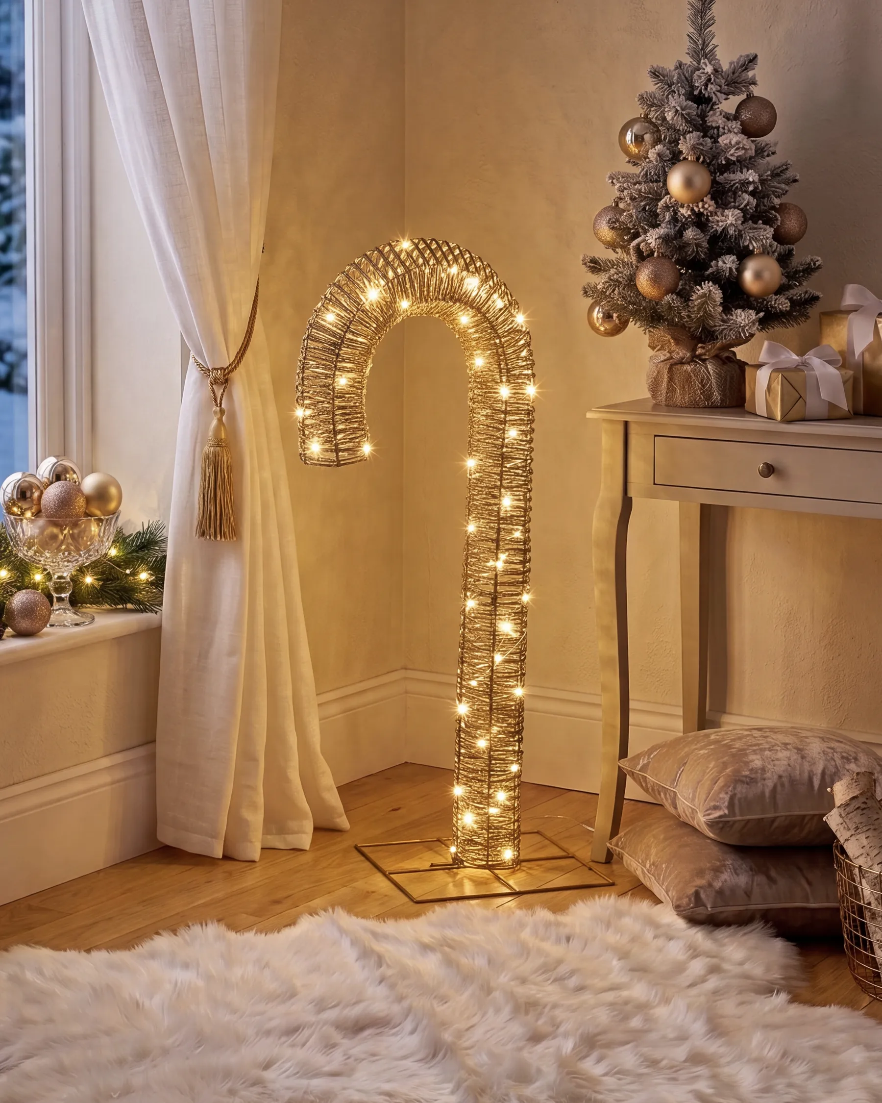 Outdoor Decoration LED HOLMAVIK 74 cm Candy Cane Gold_1015741