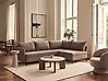 Corner Sofa Bed KOGE with Storage Fabric Brown Left Hand