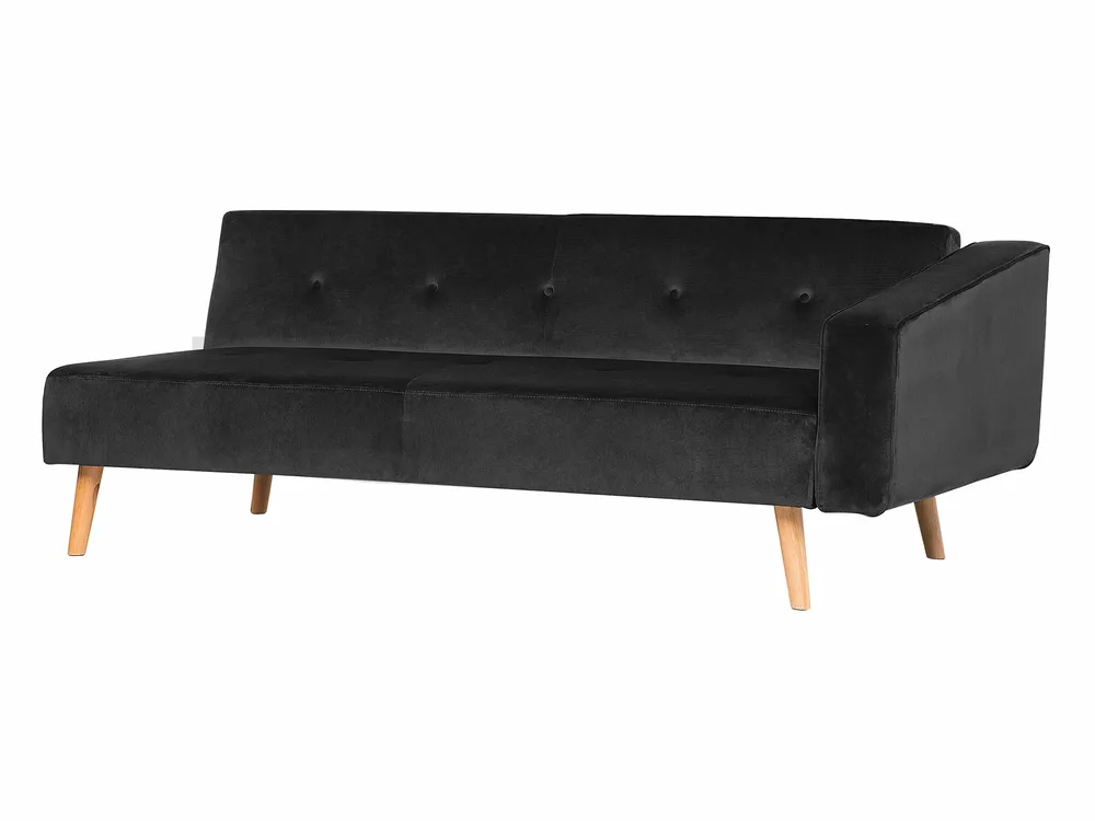 Corner Sofa Bed 4 Seater VADSO Velvet Black Right Hand_740983