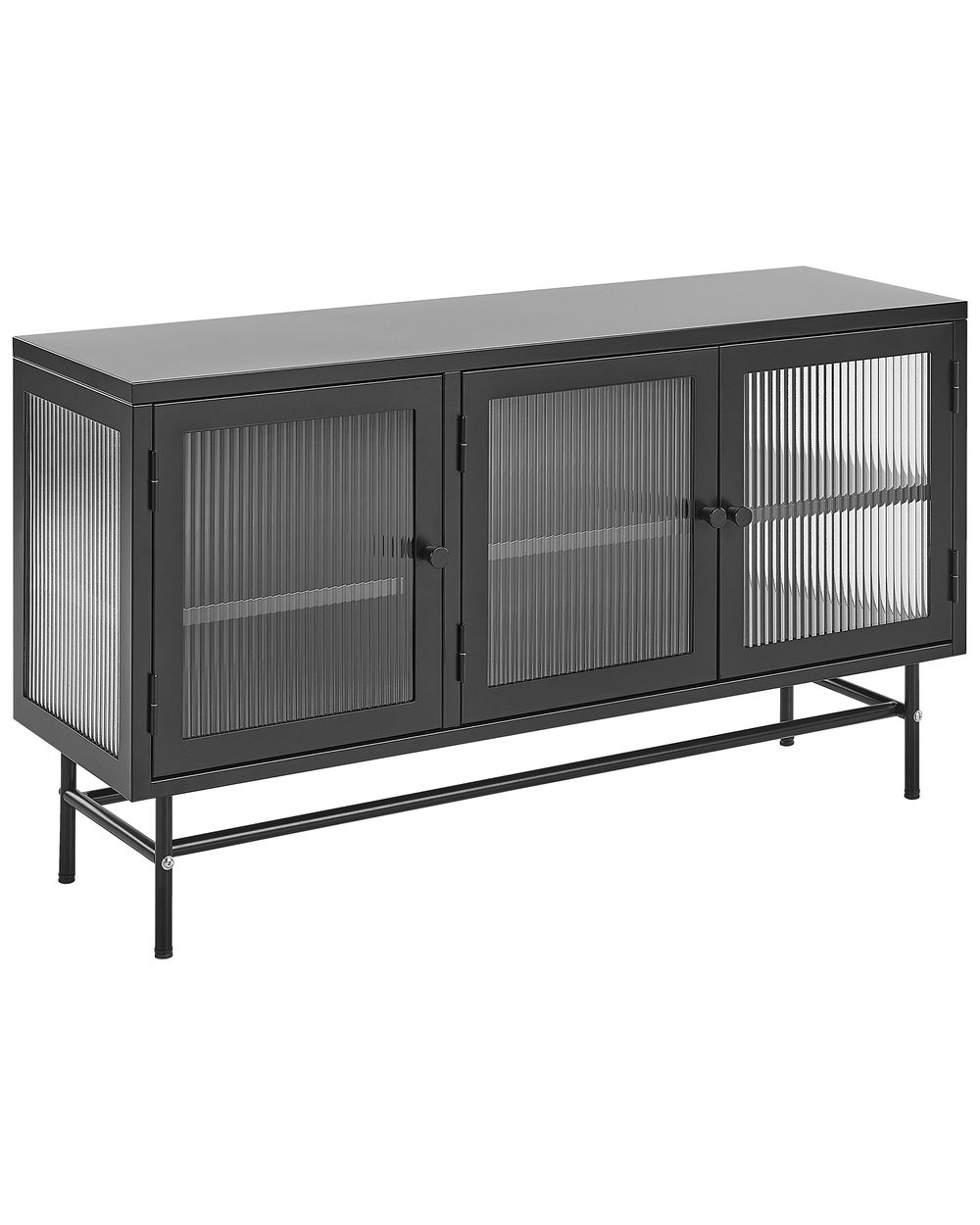 Glass Display Sideboard DEVON 115 cm Metal Black
