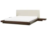 Bed with LED Faux Leather ZEN 180 x 200 cm (EU Super King) Dark Ash Wood_938488