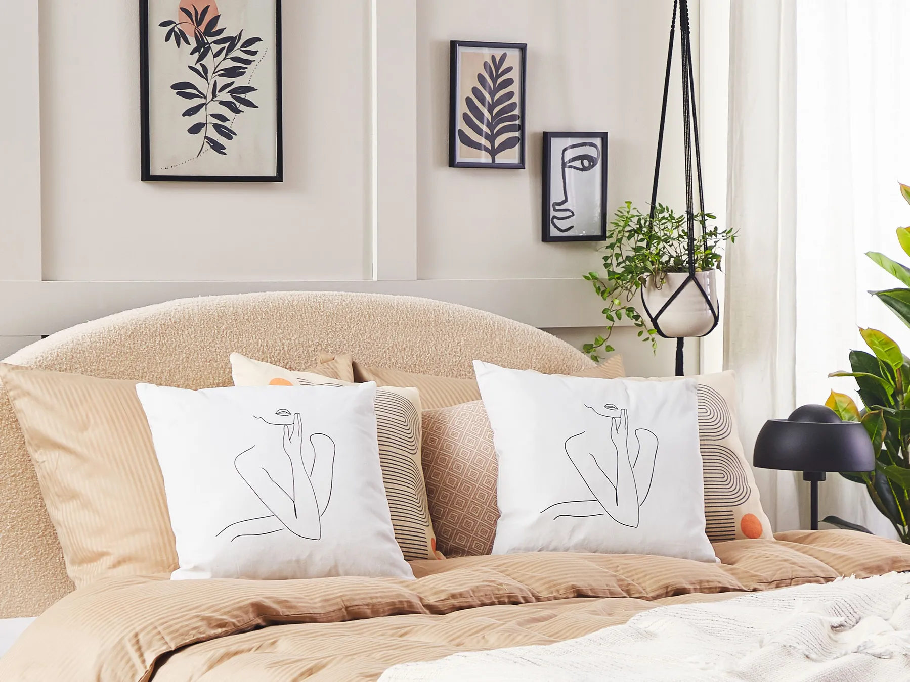 Set of 2 Decorative Cushions MEADOWFOAM 45 x 45 cm Cotton White Abstract Pattern_818789