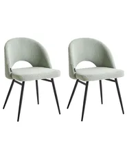 Set med 2 matstolar ONAGA Bouclé Ljusgrön_968420