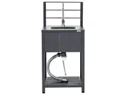 4 Piece Outdoor Kitchen Set with Sink VIGGIANO Graphite Grey Metal_1062056