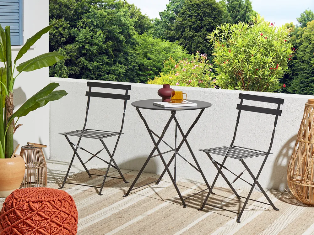 Bistro Set Folding FIORI Metal Black