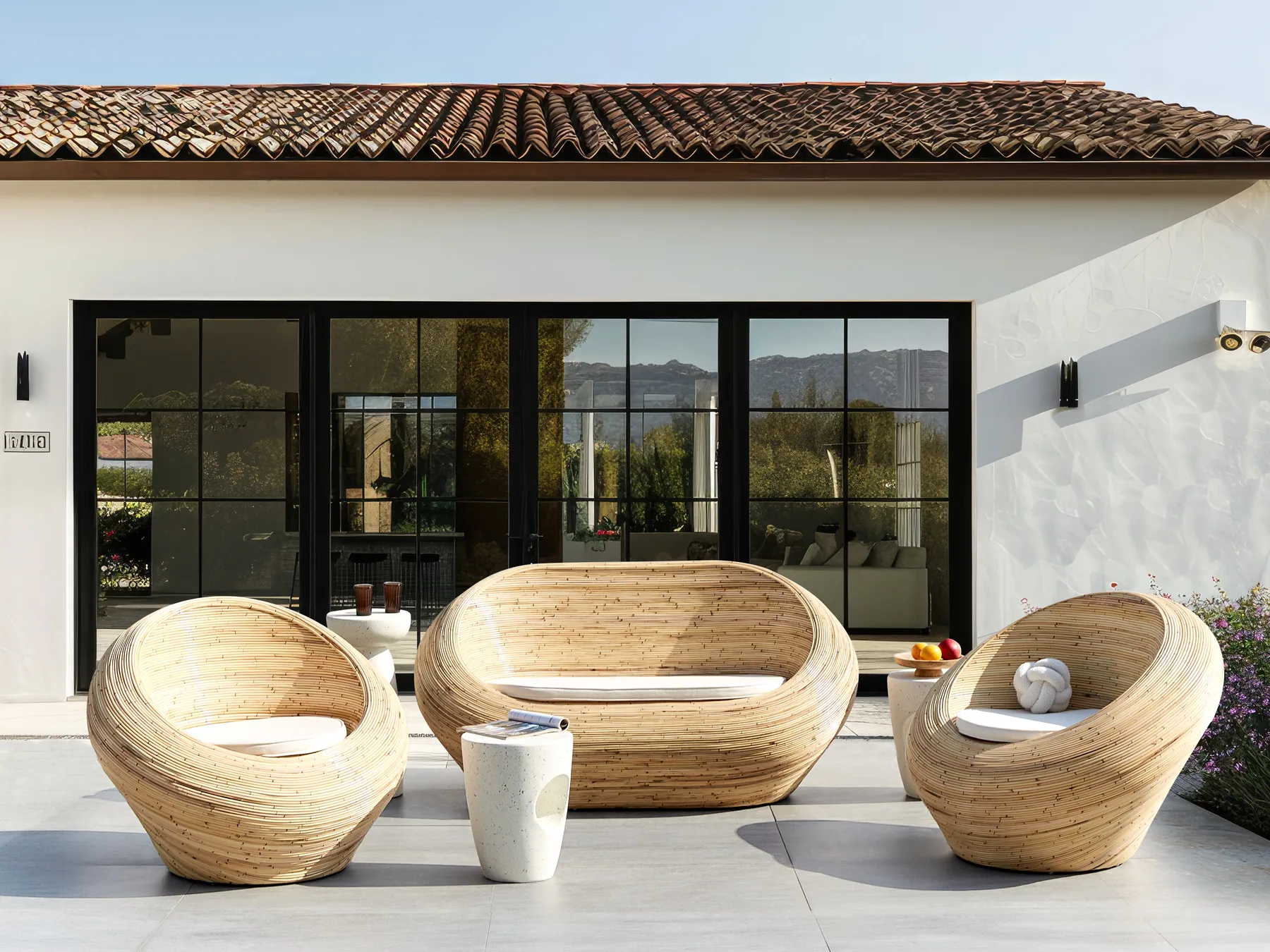 Garden Sofa Set 4 Seater MAIORI Rattan Natural_928307
