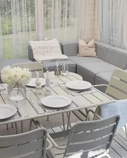 Garden Dining Set 6 Seater TERENZO Metal Light Beige_1125301