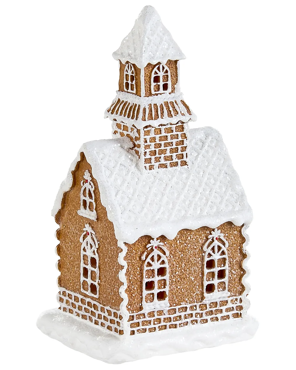 Set med 3 juldekorationer LED RIMPI 21/25/26 cm Hus Brun_1175164