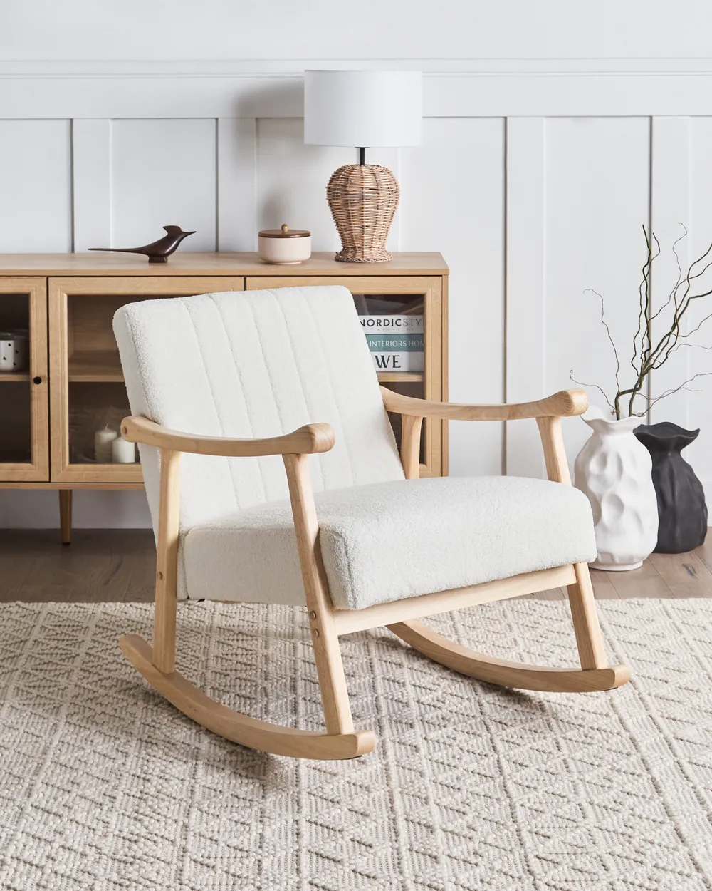 Rocking Chair LEKNES Boucle Off-White
