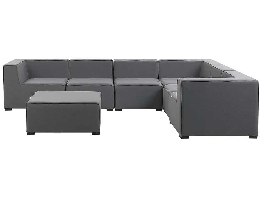 Garden Corner Sofa with Ottoman 7 Seater AREZZO Modular Grey Left Hand