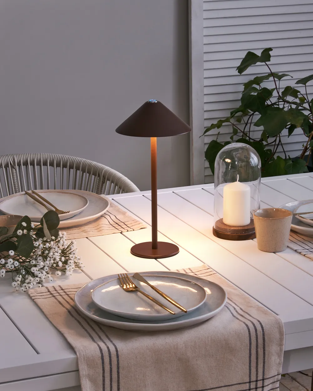 Wireless LED Table Lamp FRANCOLI with Dimmer Metal Brown