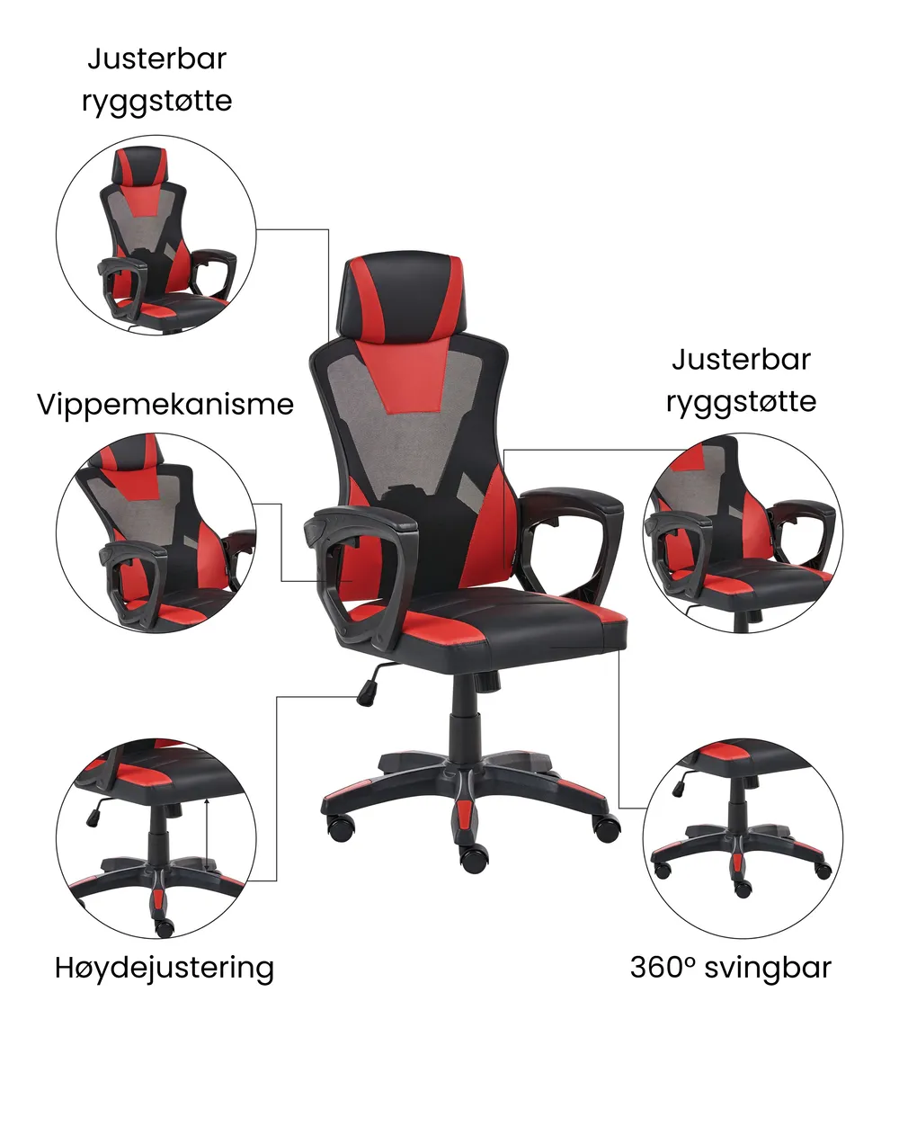 Kontorstol IGNIS Kunstskinn Rød_1074144