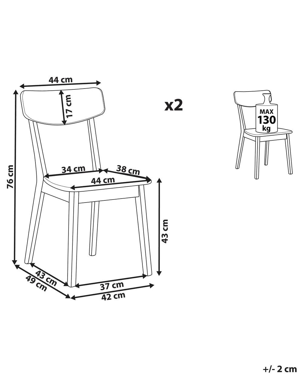 Set of 2 Dining Chairs SANTOS White_802891