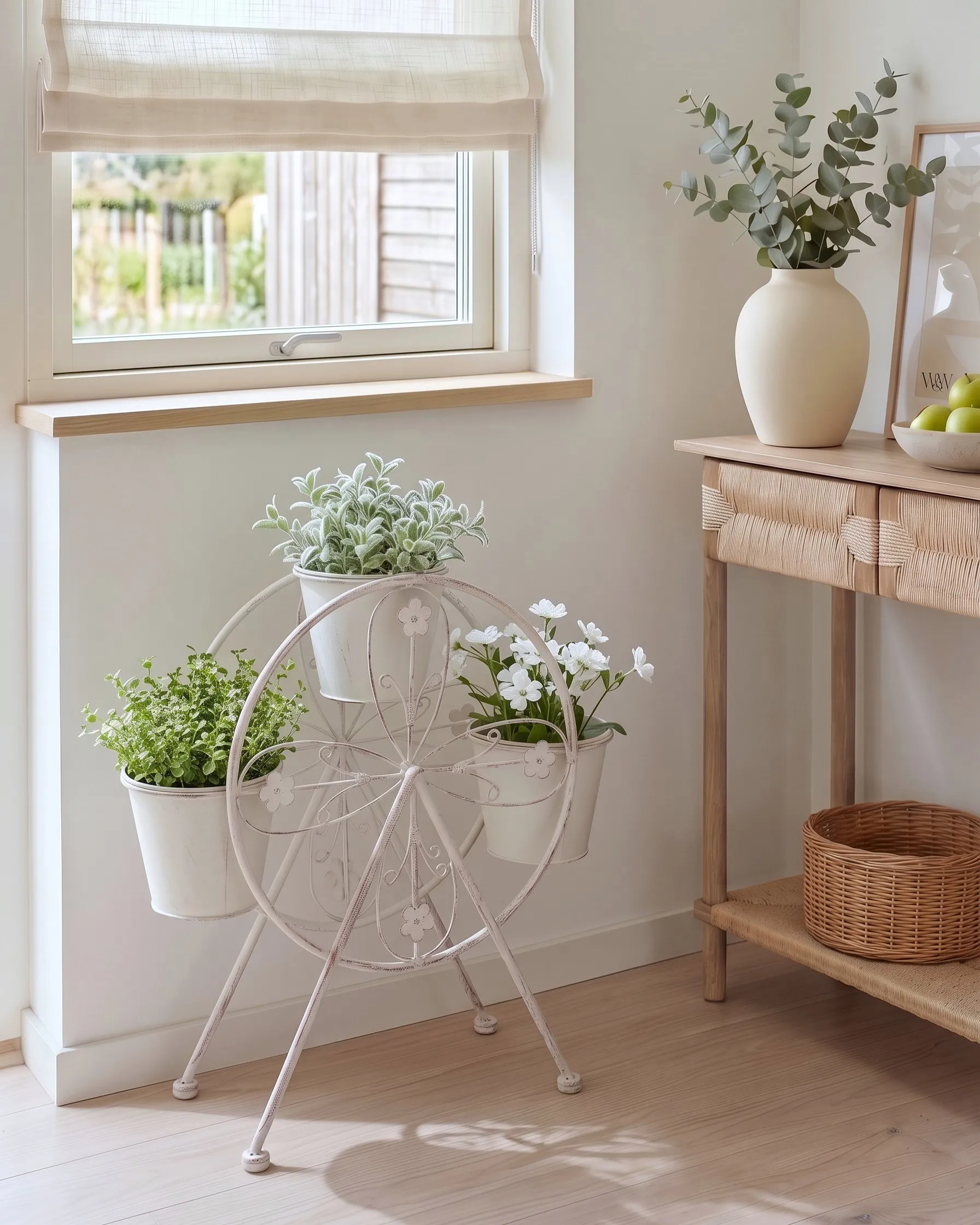 Plant Stand CROWBERRY 43 cm Metal Off-White_1093571