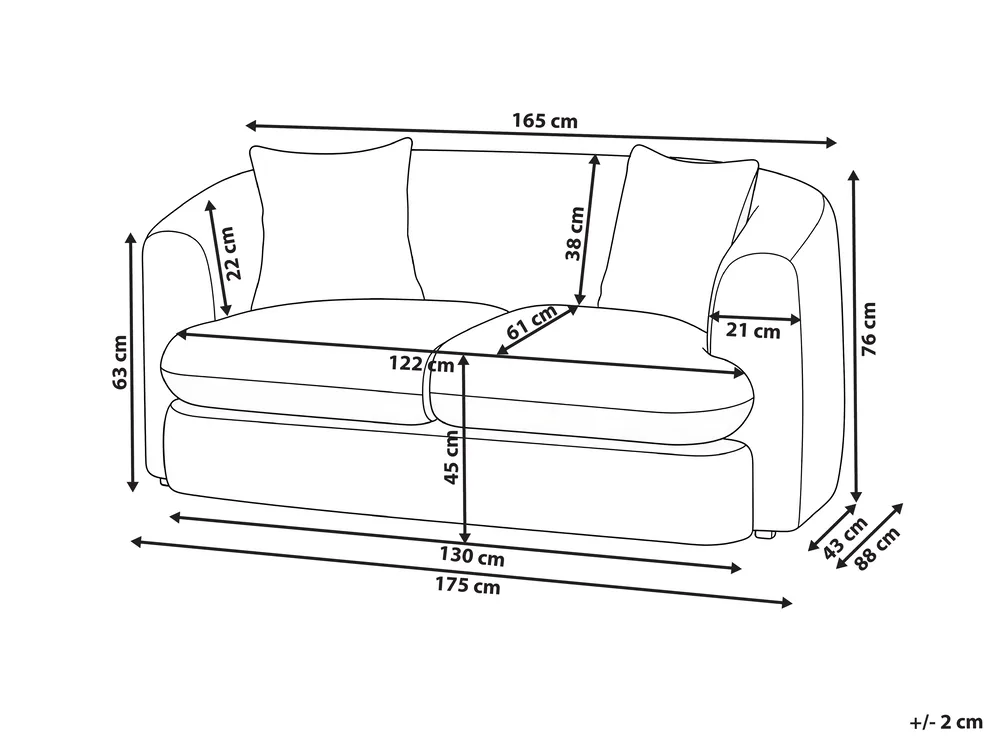 Soffa 2-sits HUSBY Bouclé Off-White_1057437