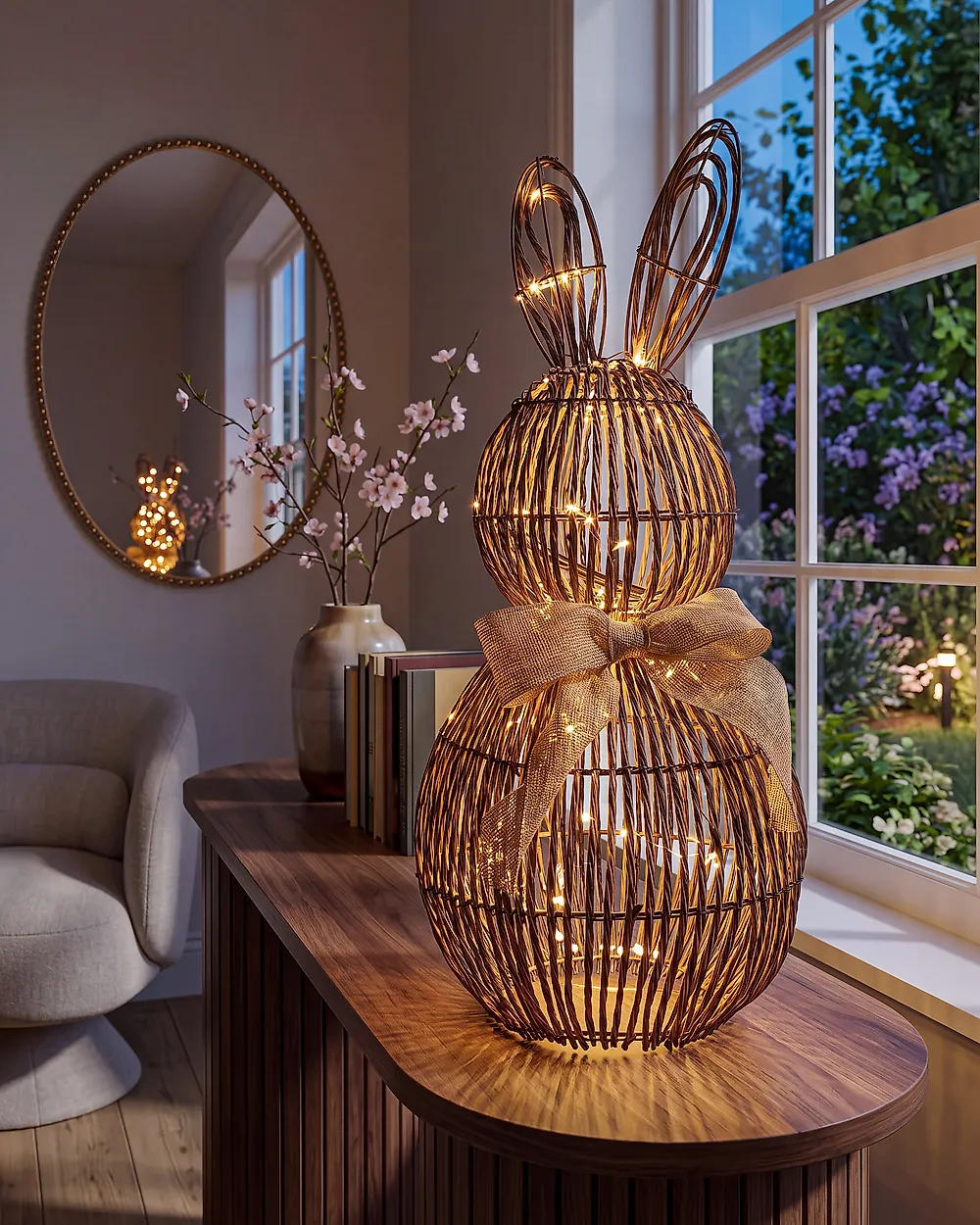 LED Decoration Rabbit NAUVO PE Rattan Brown