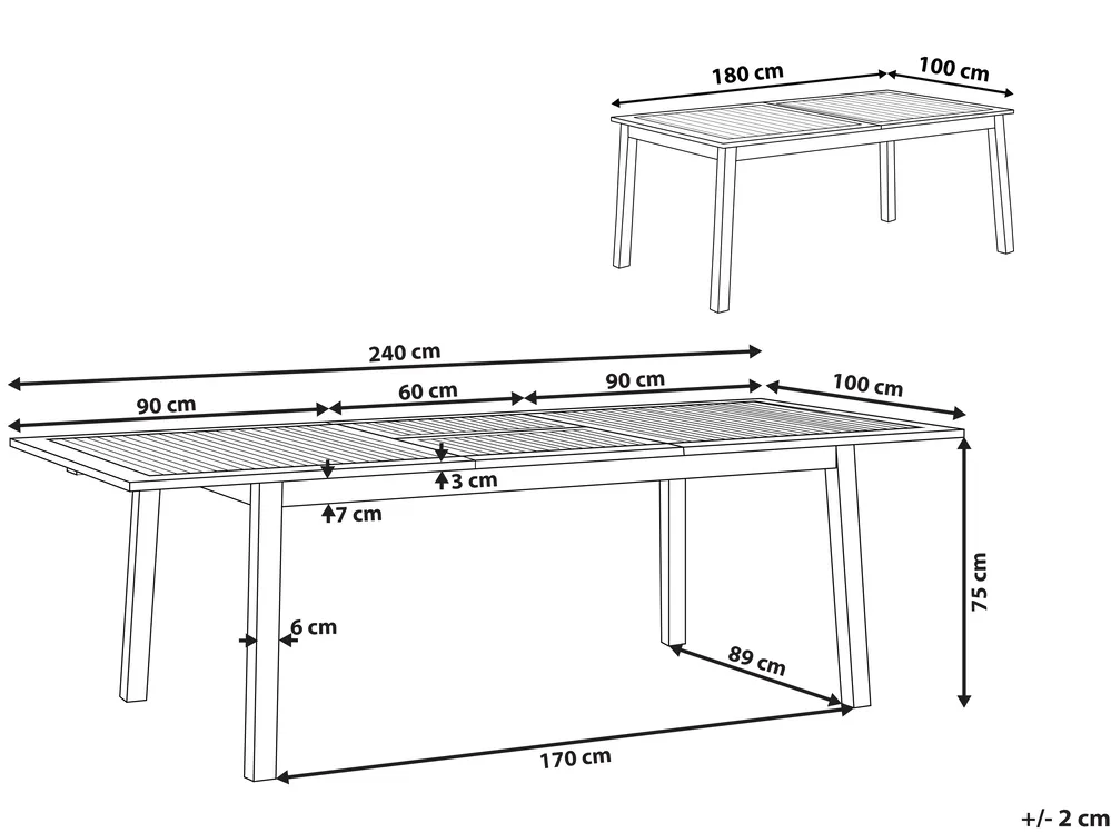 Extending Garden Dining Table CESANA 180/240 cm 100 cm Acacia Wood Light Brown_797745