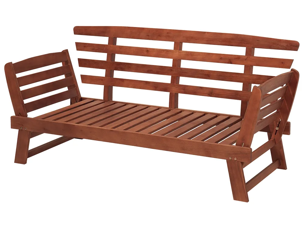 Garden Bench with Cushion PORTICI 210 cm Eucalyptus Wood Dark Brown/ Taupe_691780