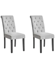 Set of 2 Dining Chairs VELVA Fabric Grey_781856