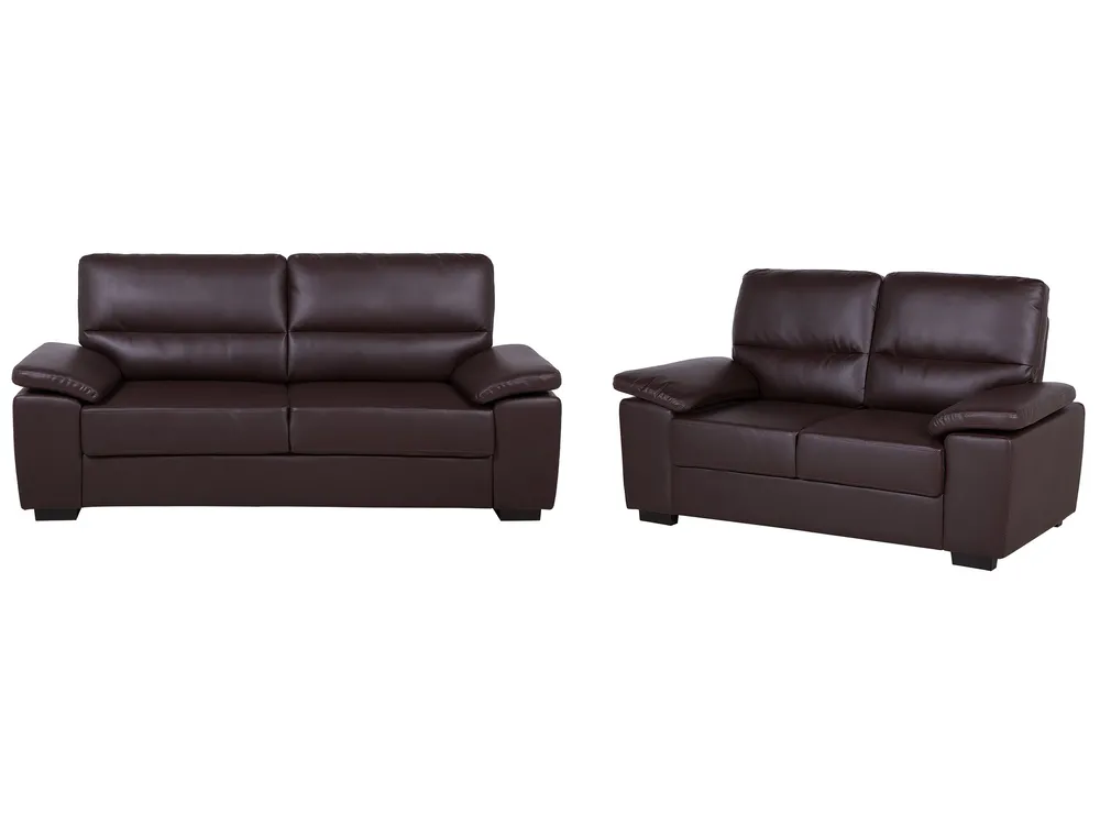 Living Room Set 5 Seater VOGAR Faux Leather Dark Brown