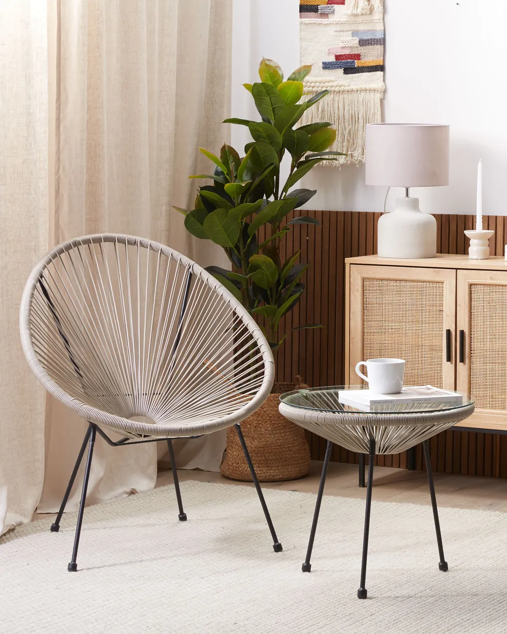 Set of 2 Garden Chairs ACAPULCO II PE Rattan Light Grey_817053
