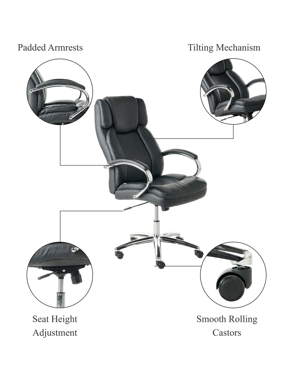 Executive Chair HONOR Faux Leather Black_995371