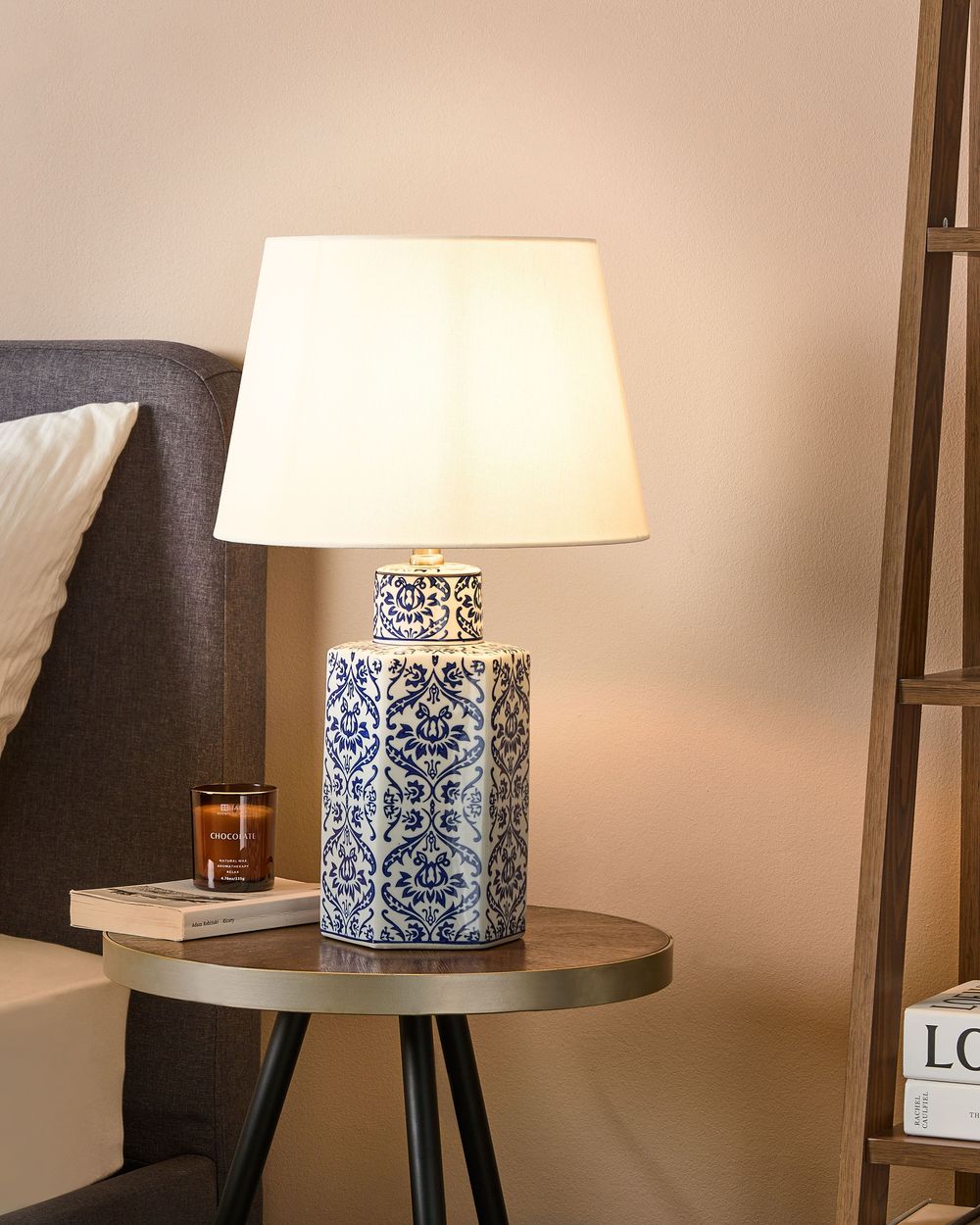 Bordlampe MARCELIN Porselen Hvit/blå