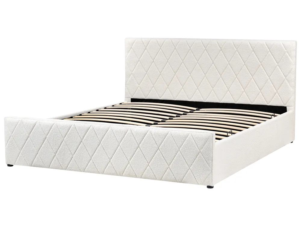 Ottoman Bed ROCHEFORT Boucle Off-White 180 x 200 cm (EU Super King)_993773