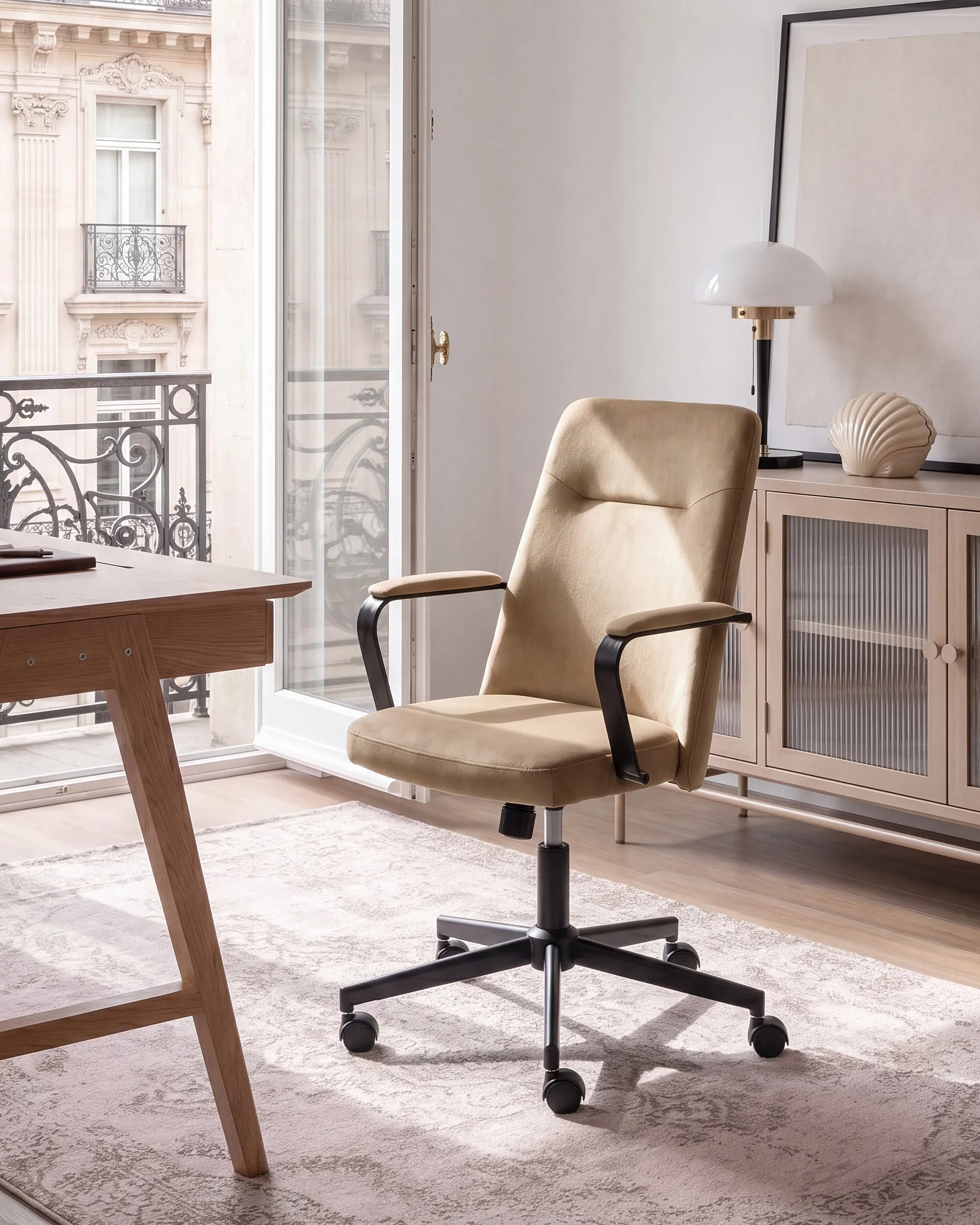 Kontorsstol CAROGA Sammet Beige_1144178