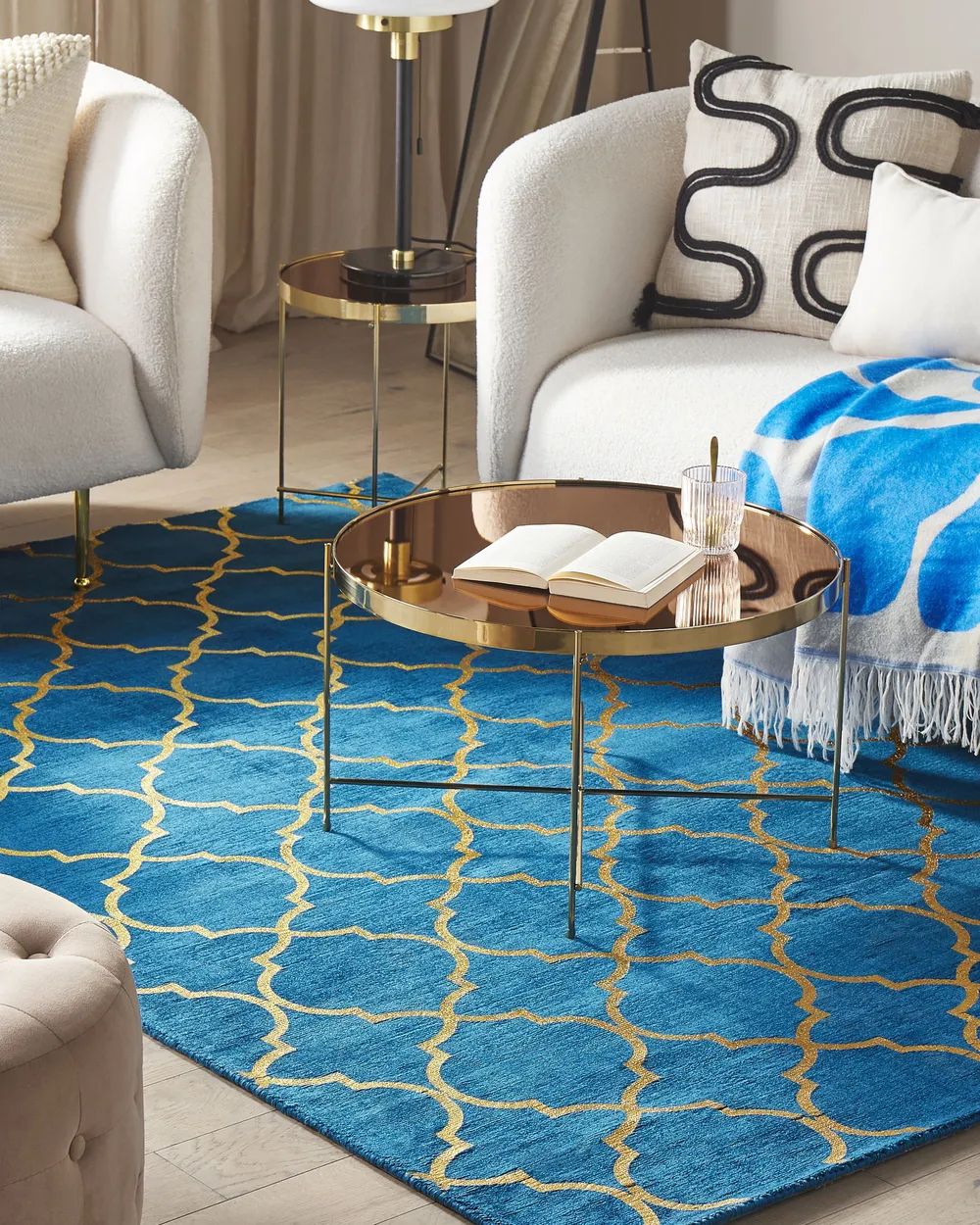 Rug YELKI Blue 140 x 200 cm Viscose
