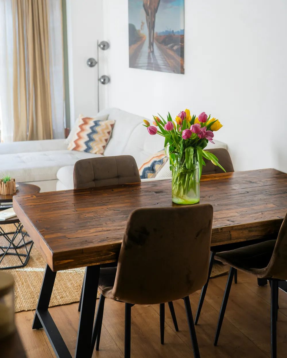 Dining Table WARTON Dark Brown 160 cm 90 cm Pine Wood_983417
