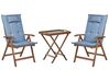 Bistro Set with Cushions Folding AMANTEA Acacia Wood Blue