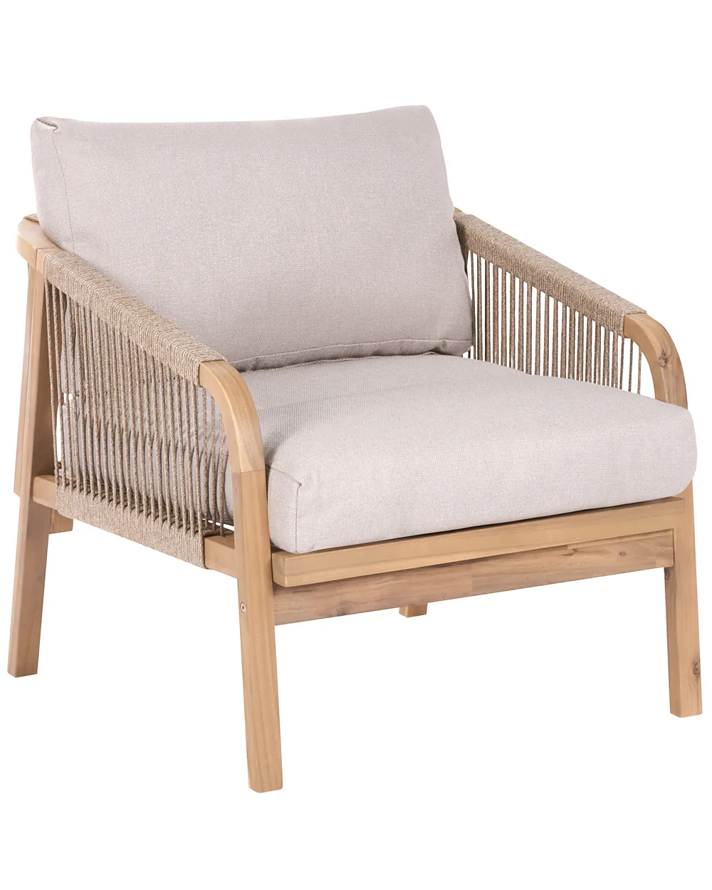 Garden Armchair with Ottoman SUMBA Acacia Wood Light Brown_1086823