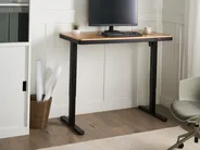 Elektriskt höj- och sänkbart skrivbord PENLY 120 cm 60 cm med USB-port Svart/ Ljusbrun_1031379