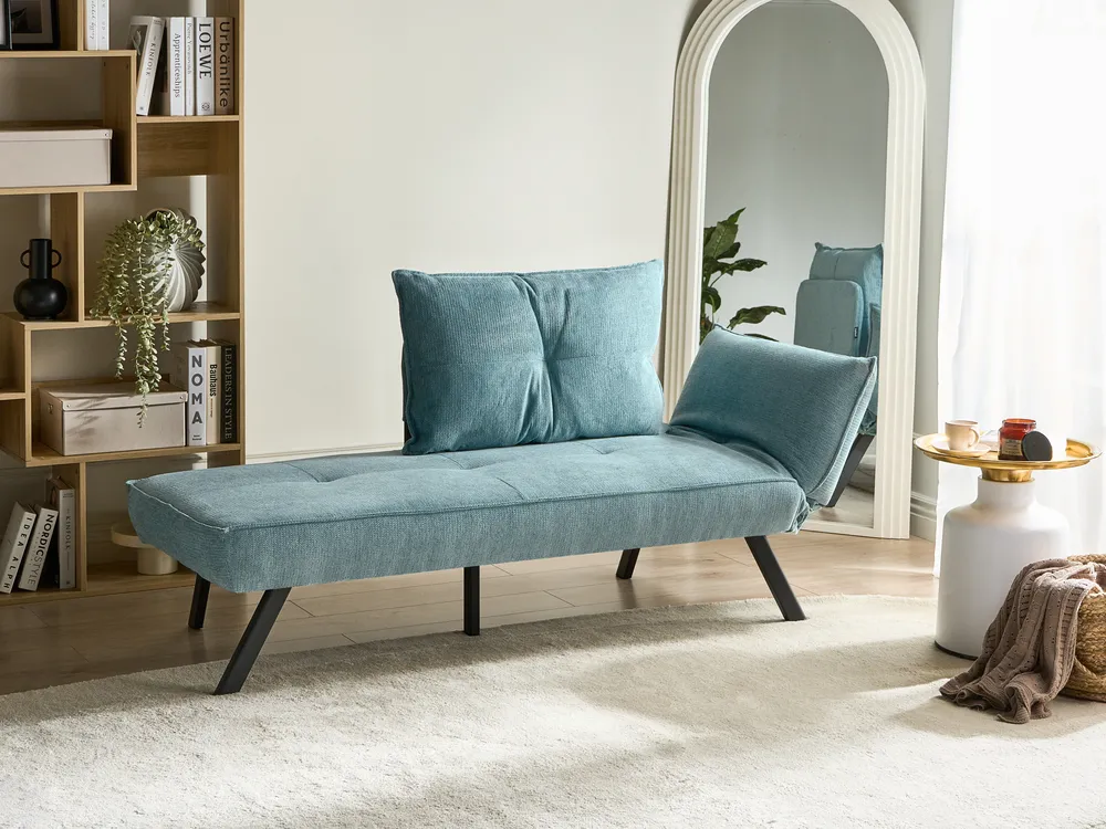 Right-Hand Chaise Longue ROCAMADOUR Fabric Light Blue