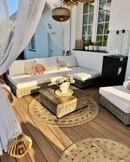 Garden Lounge Set with Table 4 Seater VARALLO Modular Rattan Grey Right Hand_983404